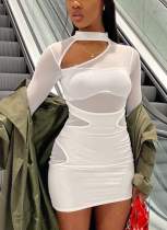 Sexy Hollow Mesh Patchwork Hip Dress