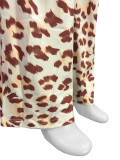 Fashionable Hot Girl Leopard Print long-sleeved Hooded Two-piece Suit