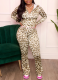 Fashionable Hot Girl Leopard Print long-sleeved Hooded Two-piece Suit