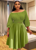 Autumn And Winter Off-The-Shoulder Crop Top High-Waisted Maxi Skirt Two-Piece Set