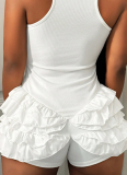 Sleeveless Ruffled Suspenders Sexy Hot Girl Pleated Slim Jumpsuit