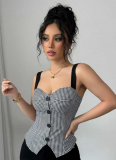 Elegantly Fitted Houndstooth Pattern Single-Breasted Vest