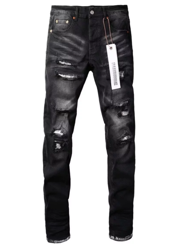 Men's New Black Ripped Stretch Jeans