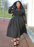 Lace Patchwork Large Size Round Neck Sexy Dress