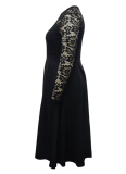 Lace Patchwork Large Size Round Neck Sexy Dress