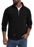 Men's Hooded Solid Color Sweatshirt Retro Multi-Pocket Loose Sports Large Size Top