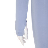 Sporty Polyester Round Neck Patchwork Color Contrast Long Sleeve Two-piece Pants Set