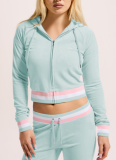 Casual Stripe Zipper Hooded Long Sleeve Two Pieces