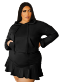 Autumn And Winter Sexy Casual Drawstring Hooded Hip-Wrapped Long-Sleeved Miniskirt