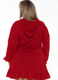 Autumn And Winter Sexy Casual Drawstring Hooded Hip-Wrapped Long-Sleeved Miniskirt
