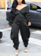 Casual Solid Color Patchwork V Neck Regular Jumpsuits