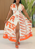 Sexy Hot-selling Digital Printed Waist Dress