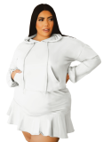 Autumn And Winter Sexy Casual Drawstring Hooded Hip-Wrapped Long-Sleeved Miniskirt