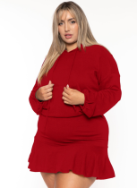 Autumn And Winter Sexy Casual Drawstring Hooded Hip-Wrapped Long-Sleeved Miniskirt