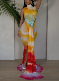 Sexy Sleeveless Elegant Gradient Strap Design Hip-hugging Maxi Dress