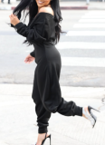 Casual Solid Color Patchwork V Neck Regular Jumpsuits