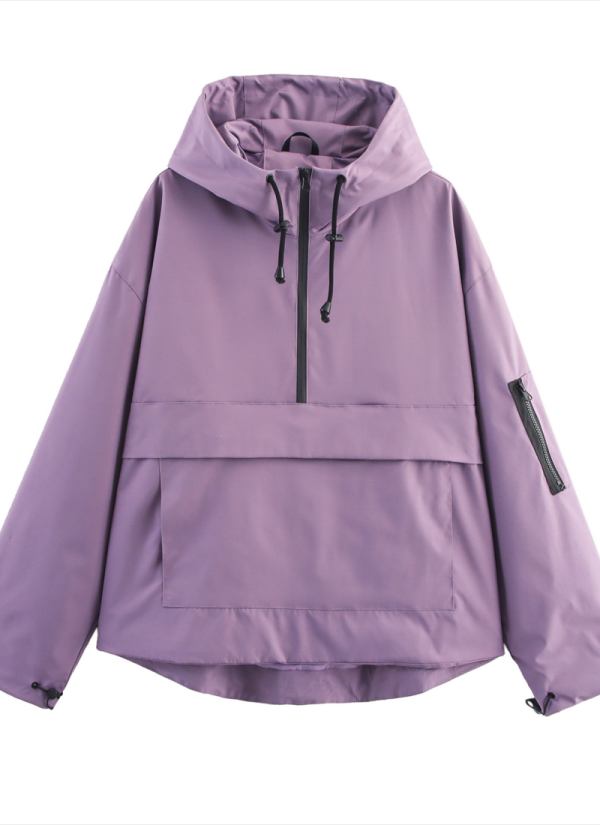 Casual Sports Style Hooded Jacket Top Windbreaker Coat