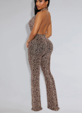 Sexy Leopard Print Halterneck Jumpsuit