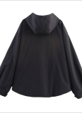 Casual Sports Style Hooded Jacket Top Windbreaker Coat