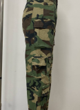 Fashion Street Straight Loose Multi-Pocket Camouflage Trousers