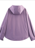 Casual Sports Style Hooded Jacket Top Windbreaker Coat
