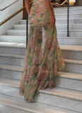 Sexy Suspender Print holiday Beach High Waist Slim Slit Dress