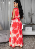 New Seaside Holiday Print Flower Off-Shoulder Elegant And Comfortable Dress