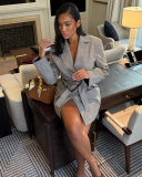 New Autumn And Winter Belted Women's Lapel Coat