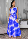 New Seaside Holiday Print Flower Off-Shoulder Elegant And Comfortable Dress
