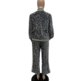 Autumn Sequined Fashionable Casual Two-piece Set