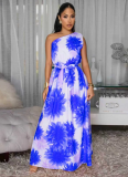 New Seaside Holiday Print Flower Off-Shoulder Elegant And Comfortable Dress