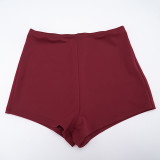 Casual and Comfortable Square Neck Long-sleeved Top and Tight Shorts Two-piece Set