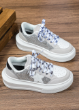 Height-Enhancing Trendy Casual Lace-Up Sneakers For Couples, Fashionable And Versatile Street Style Shoes