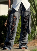 New Street Ripped Ribbon Work Jeans