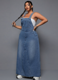 New Plus Size Denim Overalls Dress For Women