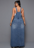 New Plus Size Denim Overalls Dress For Women