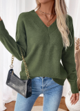 New Women's Loose Lazy Knitted Sweater V-Neck Temperament Open Back Slit Sweater