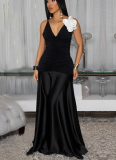 Black Sexy Solid Color Backless Spaghetti Strap Long Dresses