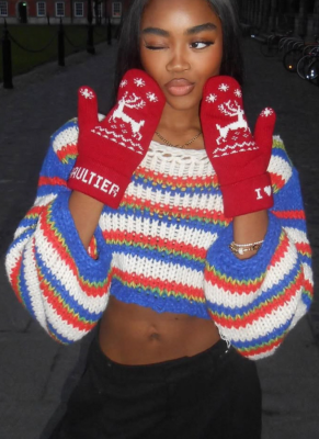 Blue Casual Stripe Contrast O Neck Tops