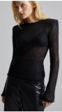 Autumn and Winter Short Hollow Knitted Sweater Solid Color Casual Long-sleeved Top