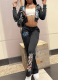 Fashionable and Casual Printed Long-sleeved Cardigan and Trousers Set