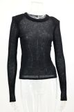 Autumn and Winter Short Hollow Knitted Sweater Solid Color Casual Long-sleeved Top