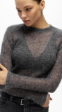 Autumn and Winter Short Hollow Knitted Sweater Solid Color Casual Long-sleeved Top