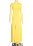 New Autumn Solid Color Casual Cross-Neck Long-Sleeved Dress