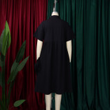 Fashion Solid Color A-line Shirt Mid-length Dress