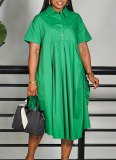 Fashion Solid Color A-line Shirt Mid-length Dress