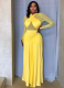 New Autumn Solid Color Casual Cross-Neck Long-Sleeved Dress
