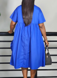 Fashion Solid Color A-line Shirt Mid-length Dress