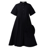 Fashion Solid Color A-line Shirt Mid-length Dress