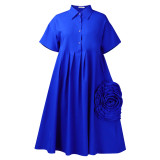 Fashion Solid Color A-line Shirt Mid-length Dress